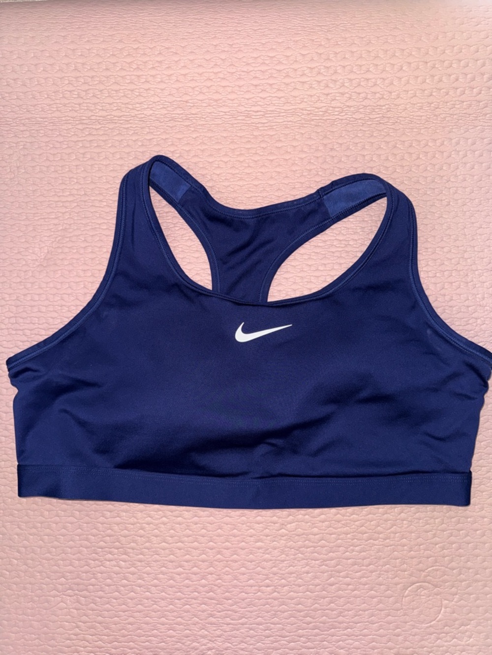 Nike Navy Blue Racerback Sports Bra with White Swoosh